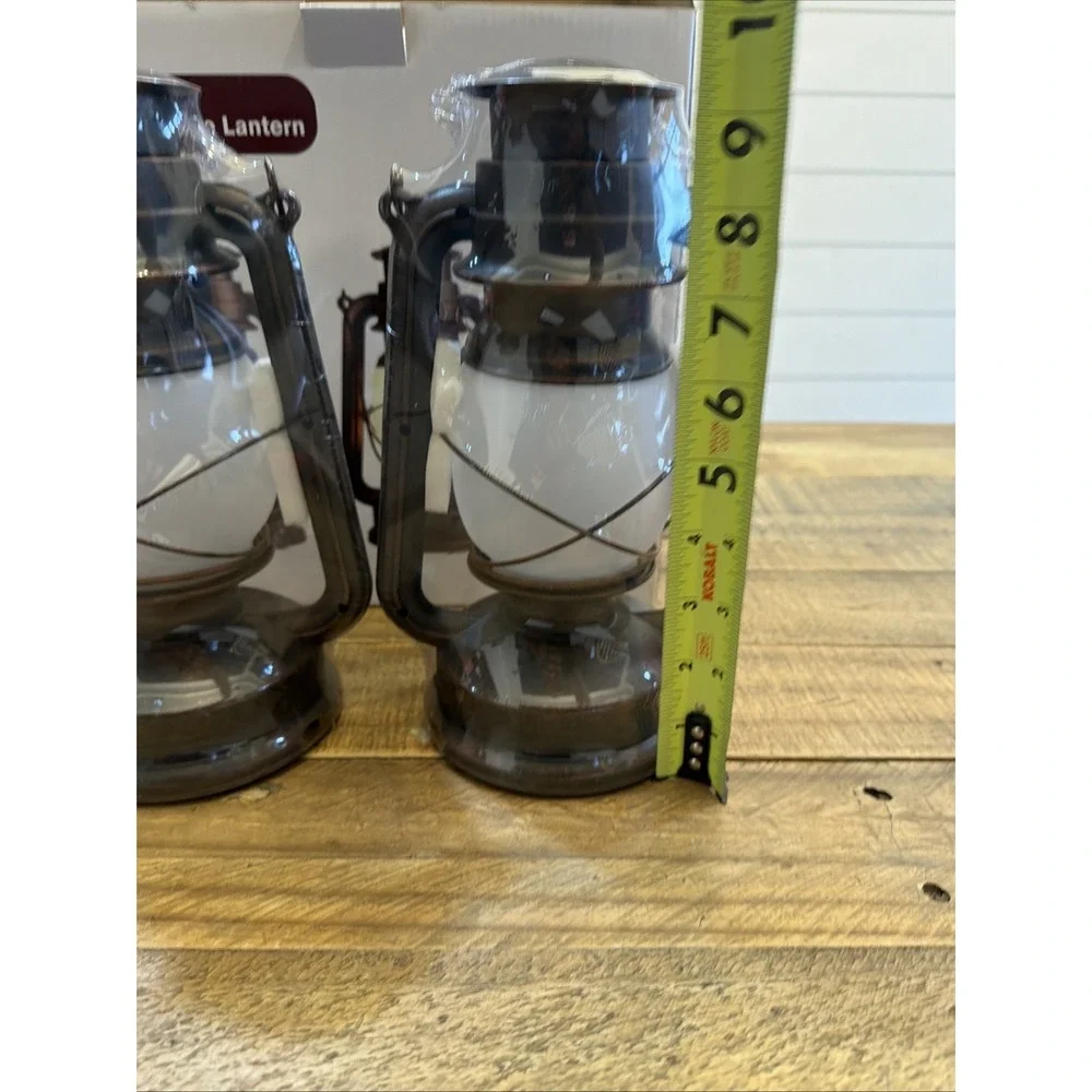 Dual Mode Flame Vintage LED Retro Lantern Battery Powered Lamp 2 Pack New In Box